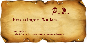 Preininger Martos névjegykártya